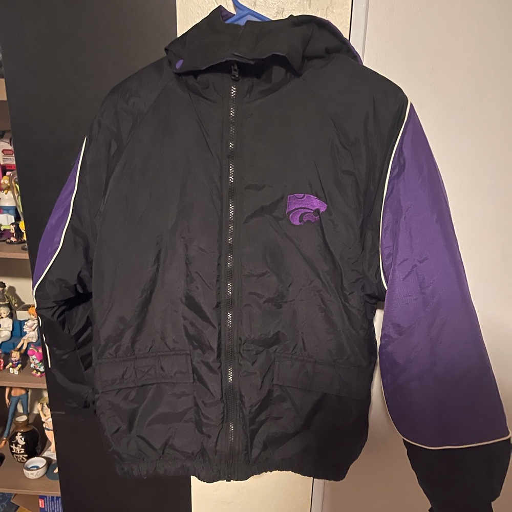VTG Team Starter KSU double sided youth puffer jacket SZ L 16/18 Black/Purple